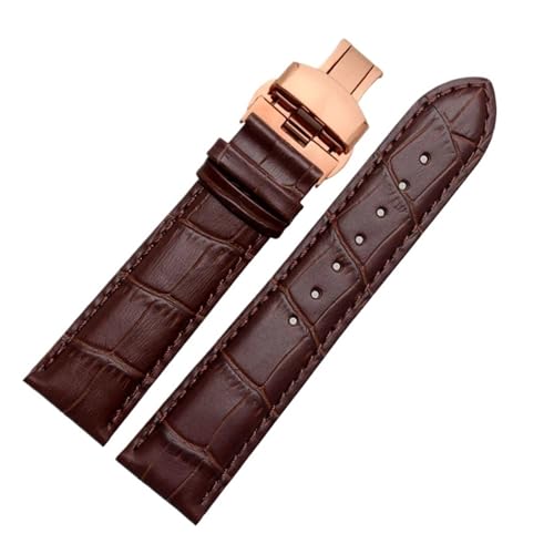 BBPLWEEA YingYou Echtleder-Uhrenarmband For Damen Und Herren, Kompatibel Mit Armani AR1945 1946 AR2500 2502 1981, Rindsleder-Uhrenarmband 14 18 20 22 Mm Armband(Brown-rosegold B,20mm) von BBPLWEEA