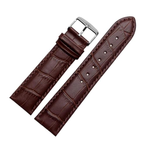 BBPLWEEA YingYou Echtleder-Uhrenarmband For Damen Und Herren, Kompatibel Mit Armani AR1945 1946 AR2500 2502 1981, Rindsleder-Uhrenarmband 14 18 20 22 Mm Armband(Brown-silver,16mm) von BBPLWEEA