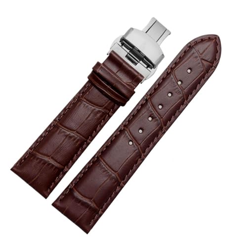 BBPLWEEA YingYou Echtleder-Uhrenarmband For Damen Und Herren, Kompatibel Mit Armani AR1945 1946 AR2500 2502 1981, Rindsleder-Uhrenarmband 14 18 20 22 Mm Armband(Brown-silver B,16mm) von BBPLWEEA