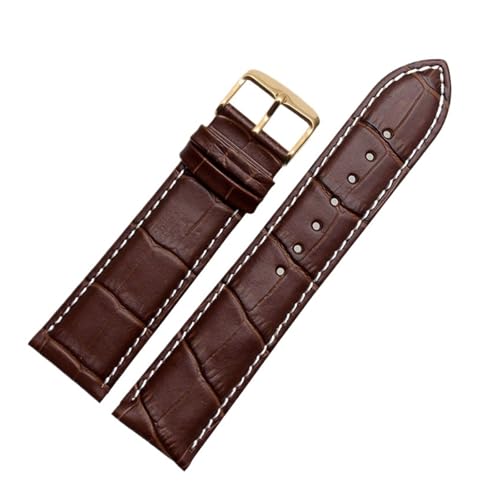 BBPLWEEA YingYou Echtleder-Uhrenarmband For Damen Und Herren, Kompatibel Mit Armani AR1945 1946 AR2500 2502 1981, Rindsleder-Uhrenarmband 14 18 20 22 Mm Armband(Brown white-gold,16mm) von BBPLWEEA