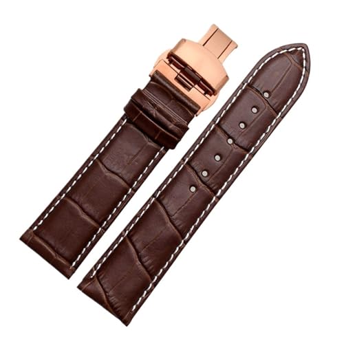 BBPLWEEA YingYou Echtleder-Uhrenarmband For Damen Und Herren, Kompatibel Mit Armani AR1945 1946 AR2500 2502 1981, Rindsleder-Uhrenarmband 14 18 20 22 Mm Armband(Brown white-rose B,18mm) von BBPLWEEA
