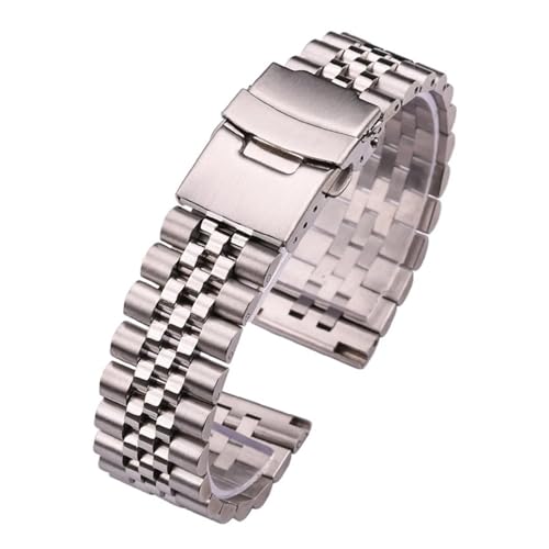 BBPLWEEA YingYou Edelstahl Uhrenarmband Armband Damen Herren Silber Massives Metallarmband 18mm 20mm 22mm 24mm Uhrenarmband(22mm) von BBPLWEEA