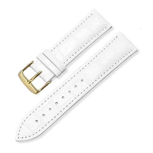 BBPLWEEA YingYou Ersatz-Uhrenarmband Aus Leder For Herren Und Damen, 12 Mm, 14, 16, 18, 19, 20, 21, 22(White Gold,19mm) von BBPLWEEA