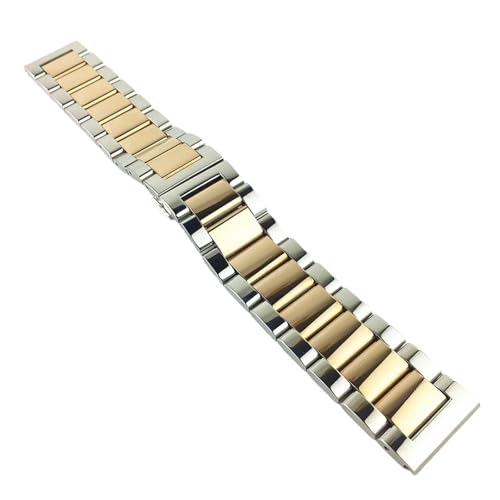 BBPLWEEA YingYou Ersatz-Uhrenarmband Aus Edelstahl, Glänzend, Matt, Zweifarbig, Mit Schmetterlingsschnalle, Uhrenarmband 1618202122232426mm(Silver Rosegold,24mm) von BBPLWEEA