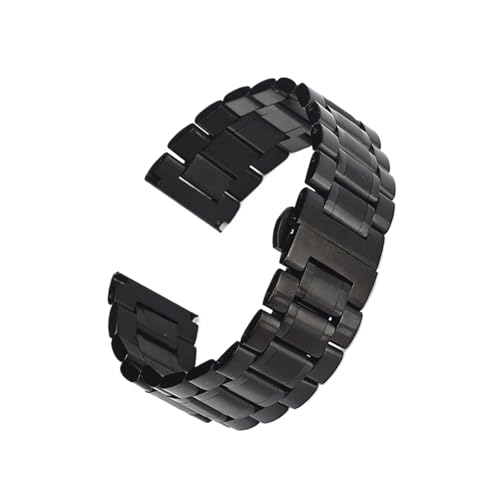 BBPLWEEA YingYou Flaches Ellenbogenband Aus Edelstahl Mit Doppeltem Verwendungszweck, 12 14 16 18 19 20 21 22 23 24 Mm, Doppeldruck-Butterfly-Verschlussband + Werkzeug(Black,12mm) von BBPLWEEA