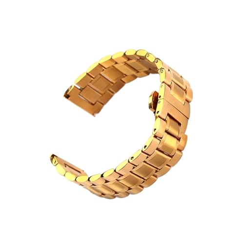BBPLWEEA YingYou Flaches Ellenbogenband Aus Edelstahl Mit Doppeltem Verwendungszweck, 12 14 16 18 19 20 21 22 23 24 Mm, Doppeldruck-Butterfly-Verschlussband + Werkzeug(Gold,21mm) von BBPLWEEA