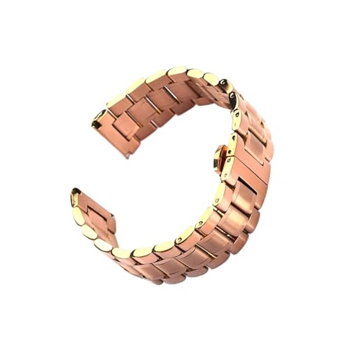 BBPLWEEA YingYou Flaches Ellenbogenband Aus Edelstahl Mit Doppeltem Verwendungszweck, 12 14 16 18 19 20 21 22 23 24 Mm, Doppeldruck-Butterfly-Verschlussband + Werkzeug(Rose Gold,13mm) von BBPLWEEA