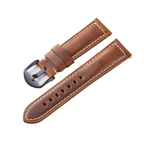 BBPLWEEA YingYou Geeignet for Uhren, Retro-Kalbslederarmband, echtes Rindsleder, Zubehör, 22 mm(Brown Black Buckle,22mm) von BBPLWEEA
