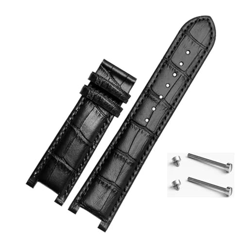 BBPLWEEA YingYou Gekerbtes Leder-Uhrenarmband, 20 X 11 Mm, 22 X 13 Mm, Kompatibel Mit GC Guess Passa, Echte Lleathe-wasserdichte Uhrenkette For Herren Und Damen(Black no bucke,20x11mm) von BBPLWEEA