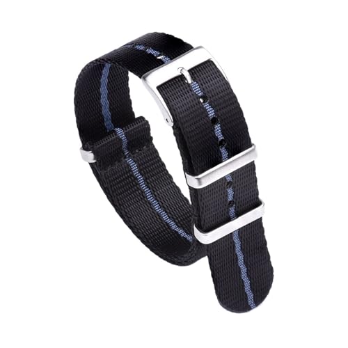 BBPLWEEA YingYou Glattes Nylonband 20 Mm 22 Mm Armband Dornschließe Sicherheitsgurt Uhrenarmbänder For Herrenuhrenzubehör(Black-Blue,20mm) von BBPLWEEA