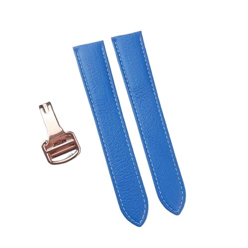 BBPLWEEA YingYou Handgefertigtes Schnellverschluss-Lederarmband Aus Ziegenleder, Kompatibel Mit Der Cartier Tank London Herren-Damenuhr(Narcissus Blue Rose,14) von BBPLWEEA