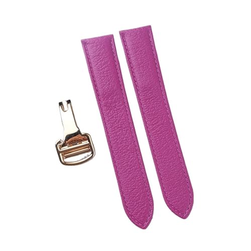 BBPLWEEA YingYou Handgefertigtes Schnellverschluss-Lederarmband Aus Ziegenleder, Kompatibel Mit Der Cartier Tank London Herren-Damenuhr(Rose purple gold,17) von BBPLWEEA
