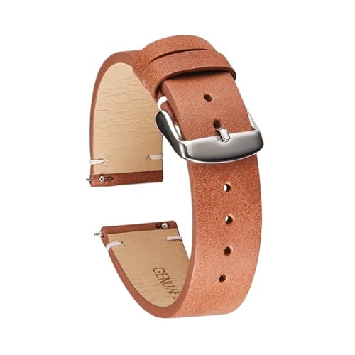 BBPLWEEA YingYou Handgefertigtes Uhrenarmband, Weich, Dünn, 18 Mm, 20 Mm, 22 Mm, Echtes Leder, Kalbslederband, Schnellverschluss, Armband, Retro-Armband(Light brown,20mm) von BBPLWEEA
