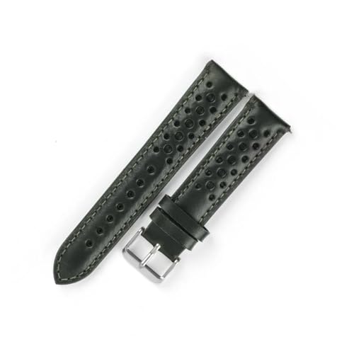 BBPLWEEA YingYou Handgefertigtes Uhrenarmband Aus Weichem Ölwachsleder, 18 Mm, 19 Mm, 20 Mm, 21 Mm, Wasserdicht, Porös, Atmungsaktiv, Schnellverschluss, Herren-Uhrenarmband(Green,21mm) von BBPLWEEA