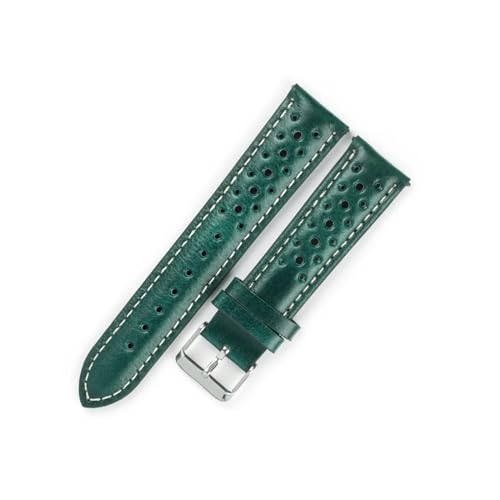 BBPLWEEA YingYou Handgefertigtes Uhrenarmband Aus Weichem Ölwachsleder, 18 Mm, 19 Mm, 20 Mm, 21 Mm, Wasserdicht, Porös, Atmungsaktiv, Schnellverschluss, Herren-Uhrenarmband(Light blue,19mm) von BBPLWEEA