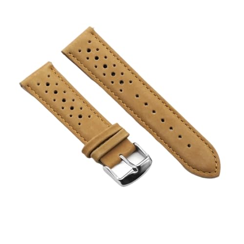 BBPLWEEA YingYou Handgefertigtes Uhrengurt 18mm 19mm 20 mm 22 mm Lederband schwarz braun blau atmungsaktiv porous Uhrenband # C.(Khaki,19mm) von BBPLWEEA