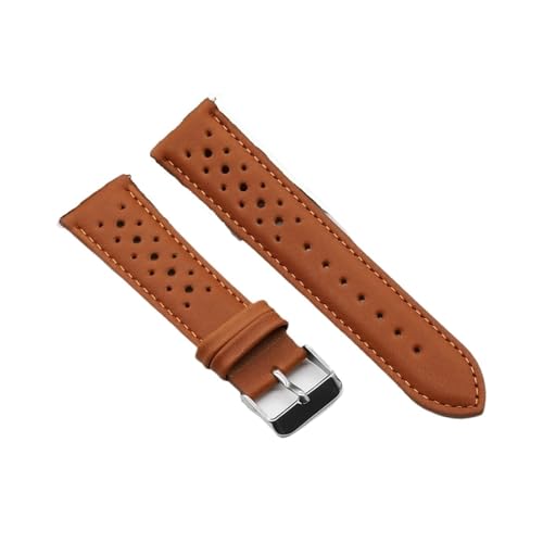 BBPLWEEA YingYou Handgemachte Uhrengurt 18mm 19mm 20mm 22mm Lederband Schwarz Braun blau Atmungsaktive Poröse Uhrenbänder # C(Brown,22mm) von BBPLWEEA