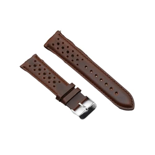 BBPLWEEA YingYou Handgemachte Uhrengurt 18mm 19mm 20mm 22mm Lederband Schwarz Braun blau Atmungsaktive Poröse Uhrenbänder # C(Coffee,19mm) von BBPLWEEA