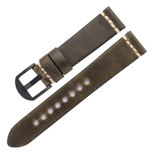 BBPLWEEA YingYou Herren Luxuriöse Uhrenarmbänder Aus Rindsleder 20mm 22mm Ölwachs Leder Uhrenarmband Riemen For Uhrenzubehör(Green,22mm) von BBPLWEEA