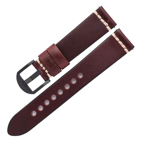 BBPLWEEA YingYou Herren Luxuriöse Uhrenarmbänder Aus Rindsleder 20mm 22mm Ölwachs Leder Uhrenarmband Riemen For Uhrenzubehör(Red,20mm) von BBPLWEEA