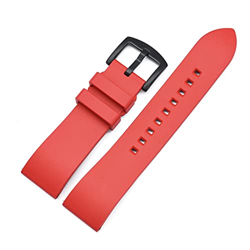 BBPLWEEA YingYou Hochwertiges Fluorkautschuk-Uhrenarmband, 20 Mm, 22 Mm, 24 Mm, Armband Mit Schnellverschluss, Kompatibel Mit Uhrenbändern Jeder Marke(Red black,24mm) von BBPLWEEA