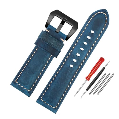 BBPLWEEA YingYou Hochwertiges Wasserdichtes Uhrenarmband, Kompatibel Mit Panerai PAM688 441/1313, Rindsleder, Herren-Uhrenarmband, Zubehör, 22 Mm, 24 Mm, 26 Mm(A-blue-black,22mm) von BBPLWEEA