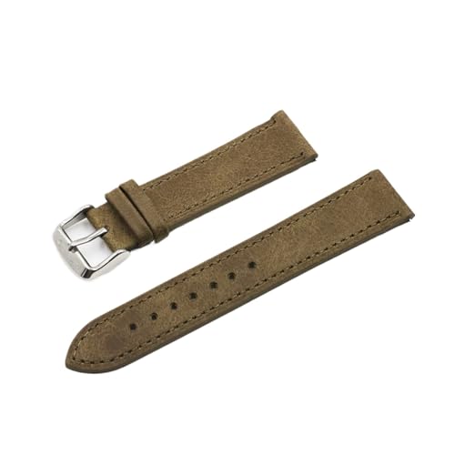 BBPLWEEA YingYou Hohe Qualität Retro Uhr Uhrband Band 18mm 20mm 22mm 24mm Lederarmbands Grau Schwarz Braun Blau Kompatibel mit Herrenuhr Zubehör(Green,19mm) von BBPLWEEA