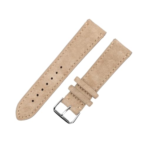 BBPLWEEA YingYou Hohe qualität Wildleder Leder Vintage Uhr umgurte Blaue Armbands ersatzgurt for Uhr zubehör 18mm 20mm 22mm 24mm(Beige with Line,22mm) von BBPLWEEA