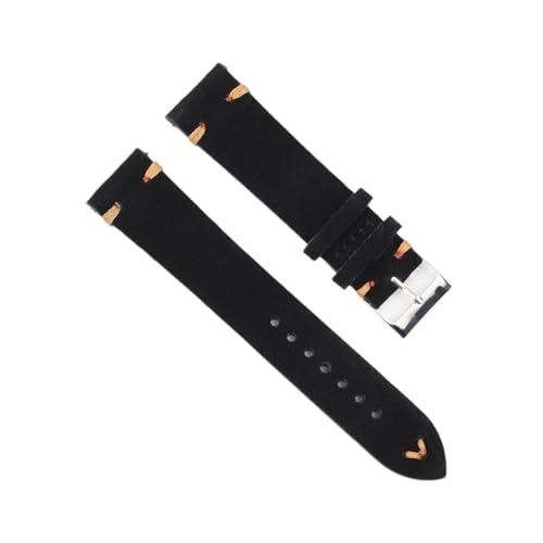 BBPLWEEA YingYou Hohe qualität Wildleder Leder Vintage Uhr umgurte Blaue Armbands ersatzgurt for Uhr zubehör 18mm 20mm 22mm 24mm(Black-Orange Line,20mm) von BBPLWEEA