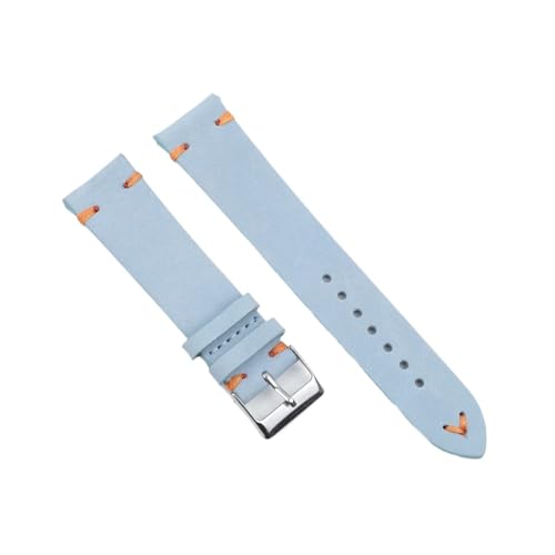 BBPLWEEA YingYou Hohe qualität Wildleder Leder Vintage Uhr umgurte Blaue Armbands ersatzgurt for Uhr zubehör 18mm 20mm 22mm 24mm(Blue-Orange Line,18mm) von BBPLWEEA