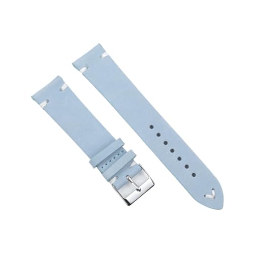 BBPLWEEA YingYou Hohe qualität Wildleder Leder Vintage Uhr umgurte Blaue Armbands ersatzgurt for Uhr zubehör 18mm 20mm 22mm 24mm(Blue-White Line,22mm) von BBPLWEEA