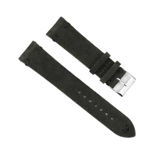 BBPLWEEA YingYou Hohe qualität Wildleder Leder Vintage Uhr umgurte Blaue Armbands ersatzgurt for Uhr zubehör 18mm 20mm 22mm 24mm(DarkGreen-Black Line,18mm) von BBPLWEEA