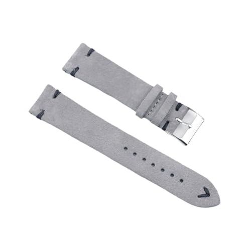 BBPLWEEA YingYou Hohe qualität Wildleder Leder Vintage Uhr umgurte Blaue Armbands ersatzgurt for Uhr zubehör 18mm 20mm 22mm 24mm(Gray-Black Line,24mm) von BBPLWEEA