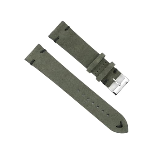 BBPLWEEA YingYou Hohe qualität Wildleder Leder Vintage Uhr umgurte Blaue Armbands ersatzgurt for Uhr zubehör 18mm 20mm 22mm 24mm(Green-Black Line,24mm) von BBPLWEEA