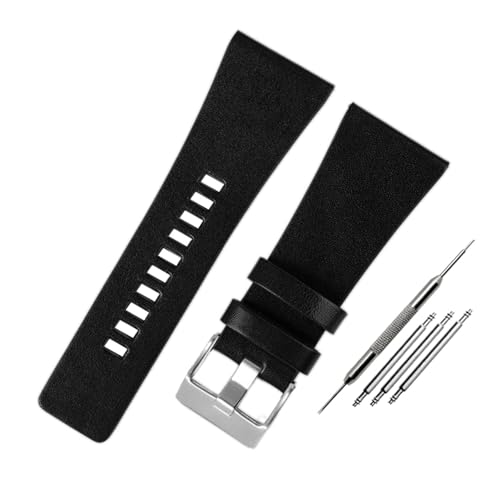BBPLWEEA YingYou Kompatibel mit Diesel/Polizei Uhrenbandbänder Männergelenk großer Uhrenbänder 2 6 mm 28 mm 30 mm 32 mm Schwarzbraunes echtes Kalb Lederband ausblenden(Black silver buckle,32mm) von BBPLWEEA