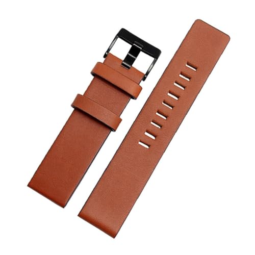 BBPLWEEA YingYou Kuhlederband kompatibel mit Armband DZ7312 |DZ4323 |Dz7257. Mit Edelstahl-Pin-Schnallenriemen 24 26 27 28 30mm Flachband(Brown black,26mm) von BBPLWEEA