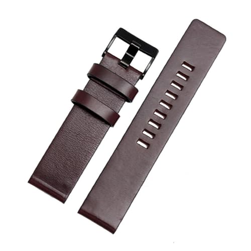 BBPLWEEA YingYou Kuhlederband kompatibel mit Armband DZ7312 |DZ4323 |Dz7257. Mit Edelstahl-Pin-Schnallenriemen 24 26 27 28 30mm Flachband(Dark brown black,28mm) von BBPLWEEA
