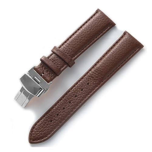 YingYou Lederuhr Mit Grünem, Weichem Rindsleder-Accessoire For Herren Und Damen, Kompatibles Longines-Tissot-Armband(Dark brown,19) von BBPLWEEA