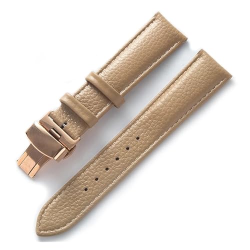 BBPLWEEA YingYou Lederuhr Mit Grünem, Weichem Rindsleder-Accessoire For Herren Und Damen, Kompatibles Longines-Tissot-Armband(Beige rose,21) von BBPLWEEA