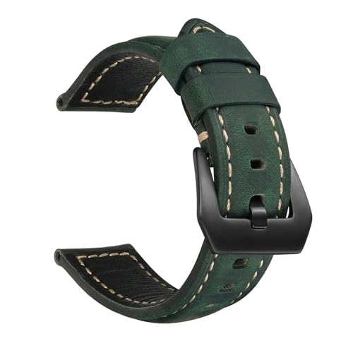 BBPLWEEA YingYou Lederarmbänder Kompatibel Mit Panerai-Uhrenzubehör, Herrenarmband, 20 Mm, 22 Mm, 24 Mm, Uhrenarmbänder, Rindsleder-Ersatzarmband(Green-Black Buckle,22mm) von BBPLWEEA