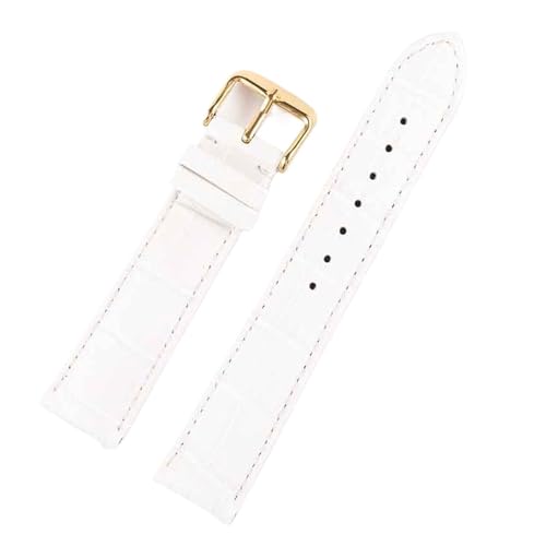 BBPLWEEA YingYou Lederarmband For Herren Und Damen, 12 Mm, 14 Mm, 16 Mm, 18 Mm, Lila, Grün, Weiß, Rot, Lederarmband, Uhrenzubehör(White gold buckle,13mm) von BBPLWEEA