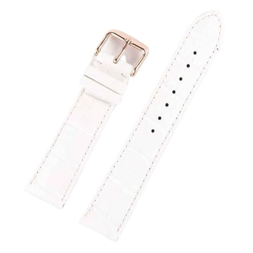 BBPLWEEA YingYou Lederarmband For Herren Und Damen, 12 Mm, 14 Mm, 16 Mm, 18 Mm, Lila, Grün, Weiß, Rot, Lederarmband, Uhrenzubehör(White rose buckle,21mm) von BBPLWEEA