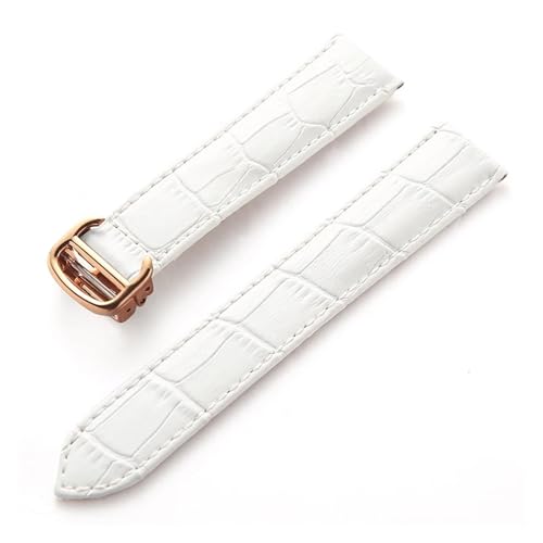 BBPLWEEA YingYou Lederarmband Kompatibel Mit Cartier Tank Solo Armband Rindsleder 22 Mm Herren- Und Damen-Uhrenarmband Mit Faltschließe, Zubehör(White rose buckle,20mm) von BBPLWEEA