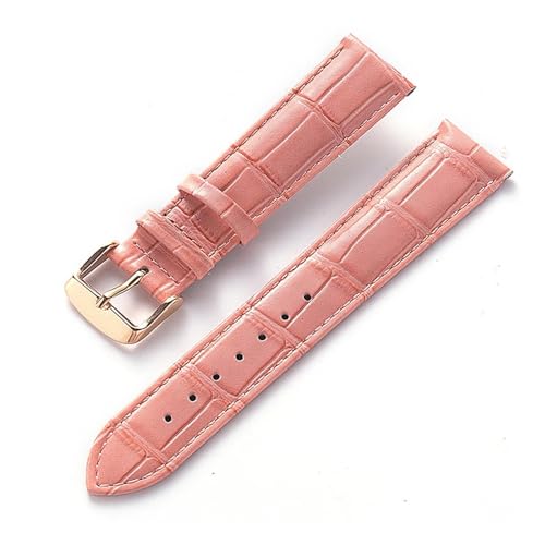 YingYou Herren-Damen-Lederarmband, kompatibel mit Cartier Tank London Solo Key Faltschließe 17, 18, 20, 22 mm, Leder-Uhrenarmband-Zubehör(Peach Rose Buckle,19) von BBPLWEEA