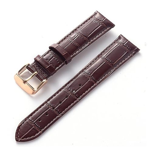 YingYou Herren-Damen-Lederarmband, kompatibel mit Cartier Tank London Solo Key Faltschließe 17, 18, 20, 22 mm, Leder-Uhrenarmband-Zubehör(Brown Rose Buckle,15) von BBPLWEEA