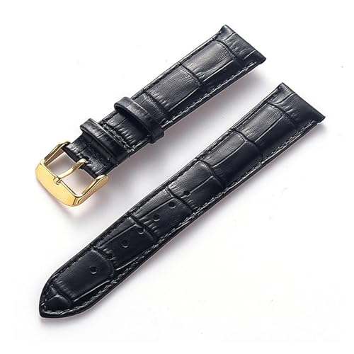 YingYou Herren-Damen-Lederarmband, kompatibel mit Cartier Tank London Solo Key Faltschließe 17, 18, 20, 22 mm, Leder-Uhrenarmband-Zubehör(Black gold buckle,14) von BBPLWEEA