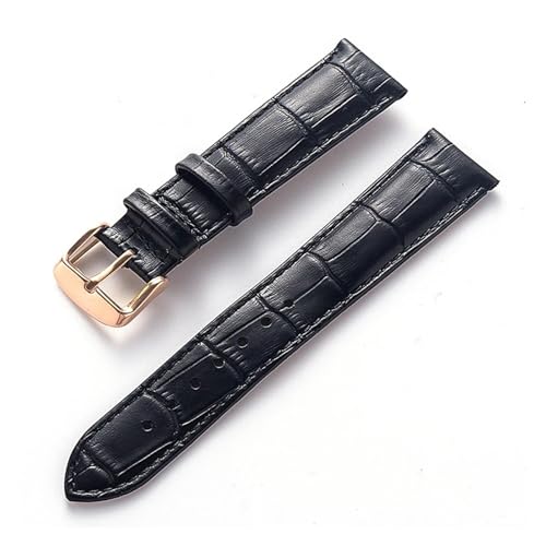 YingYou Herren-Damen-Lederarmband, kompatibel mit Cartier Tank London Solo Key Faltschließe 17, 18, 20, 22 mm, Leder-Uhrenarmband-Zubehör(Black Rose Buckle,18) von BBPLWEEA