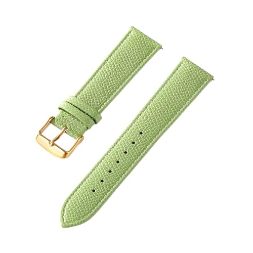 BBPLWEEA YingYou Lederband Kalbsleder Royal Blau Grün Rosa Weiß 18MM 20MM 22MM 24MM Band Zubehör(Avocado green gold,18mm) von BBPLWEEA
