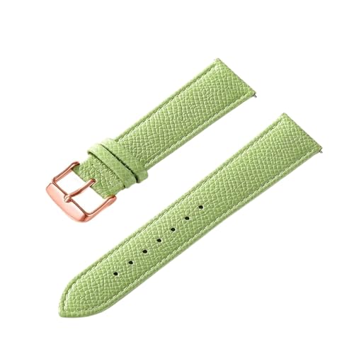 BBPLWEEA YingYou Lederband Kalbsleder Royal Blau Grün Rosa Weiß 18MM 20MM 22MM 24MM Band Zubehör(Avocado green rose,19mm) von BBPLWEEA