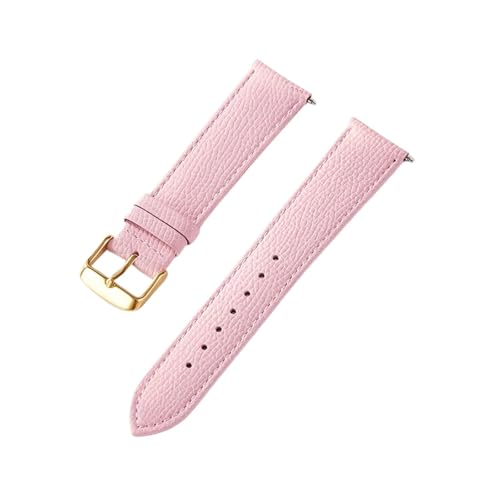BBPLWEEA YingYou Lederband Kalbsleder Royal Blau Grün Rosa Weiß 18MM 20MM 22MM 24MM Band Zubehör(Sakura powder gold,17mm) von BBPLWEEA